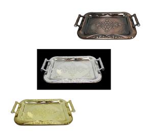 Metallic Chrome Steel Vintage Serving Tray 30 x 44cm&nbsp; Assorted Colours 5851 (Parcel Rate)