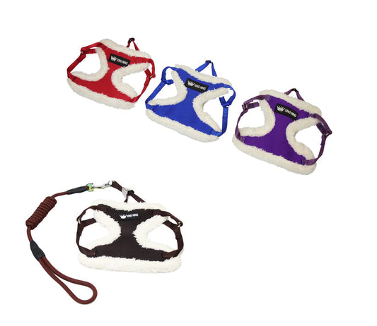 Fluffy Small Dog Harness with Lead / Leash 22 x 16 cm Assorted Colours 5882 (Parcel Rate)