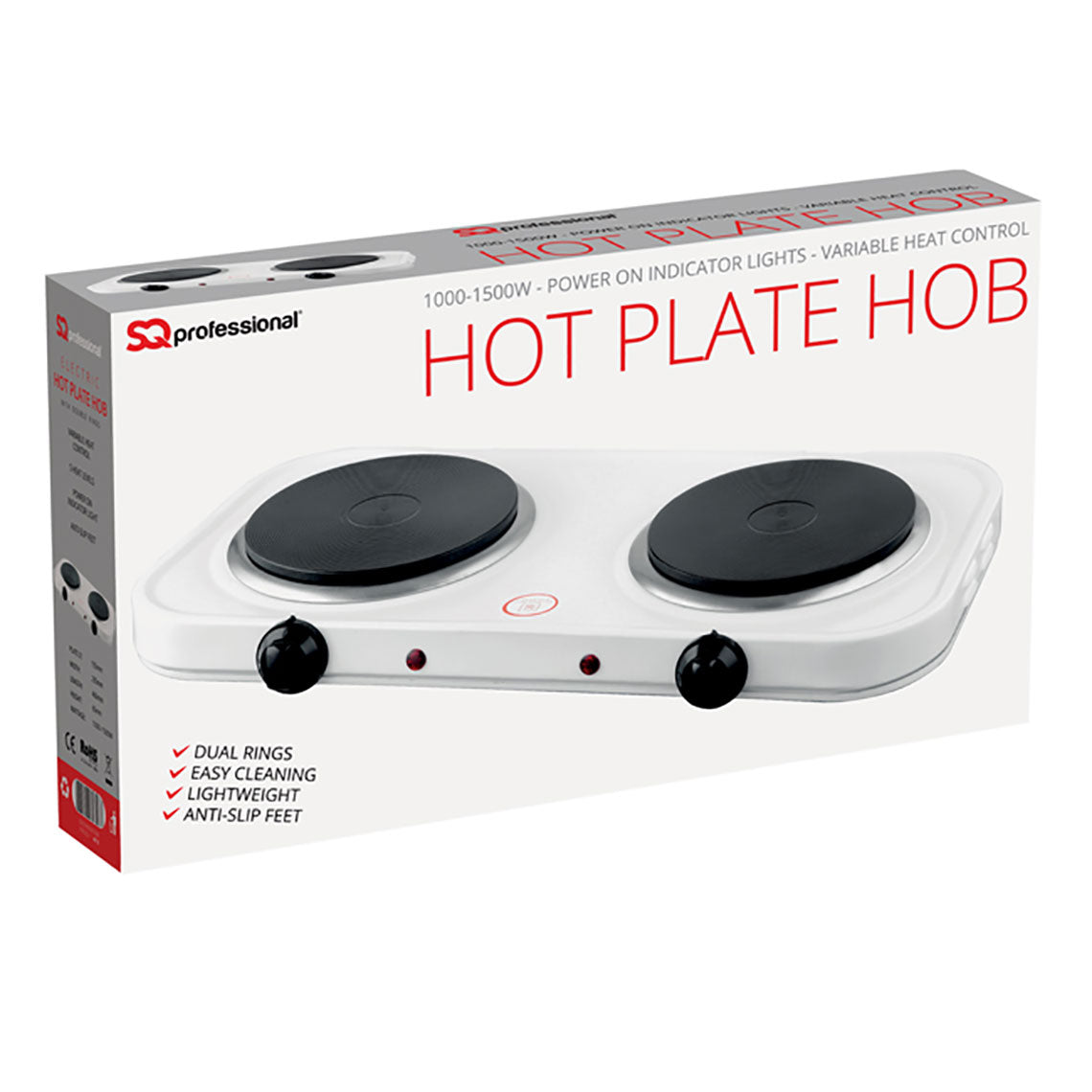 SQ Professional Blitz Electric Double Hot Plate Hob 1000 - 1500W 4010 (Parcel Rate)