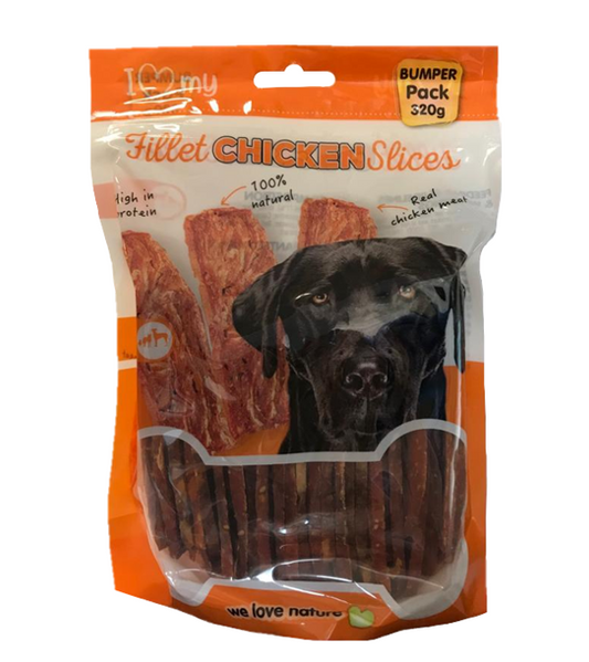 Pet Dog Treats Chicken Fillet Slices 320g 77138 (Parcel Rate)