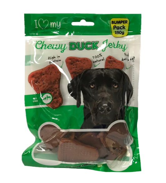 Pet Dog Treats Chewy Duck Jerky 280g 77183 (Parcel Rate)
