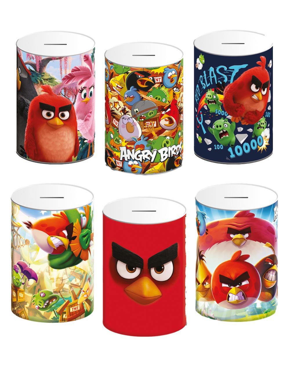 6 Assorted Style Angry Birds Money Tin 145mm x 110mm ANG001 (Parcel Rate)