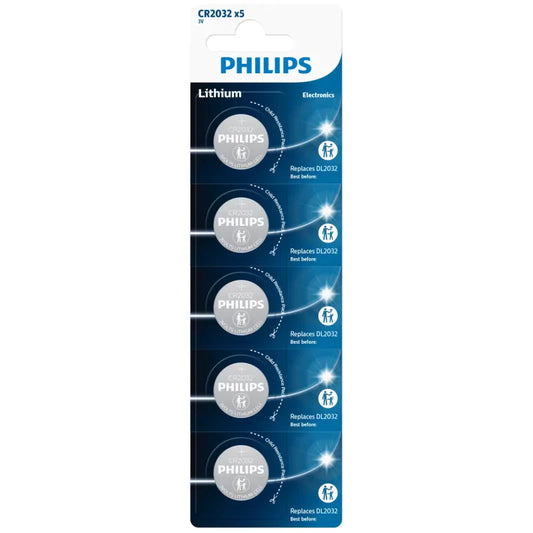 Philips Lithium Coin Battery 3V CR2032 x5 PHICR2032B5 A (Large Letter Rate)