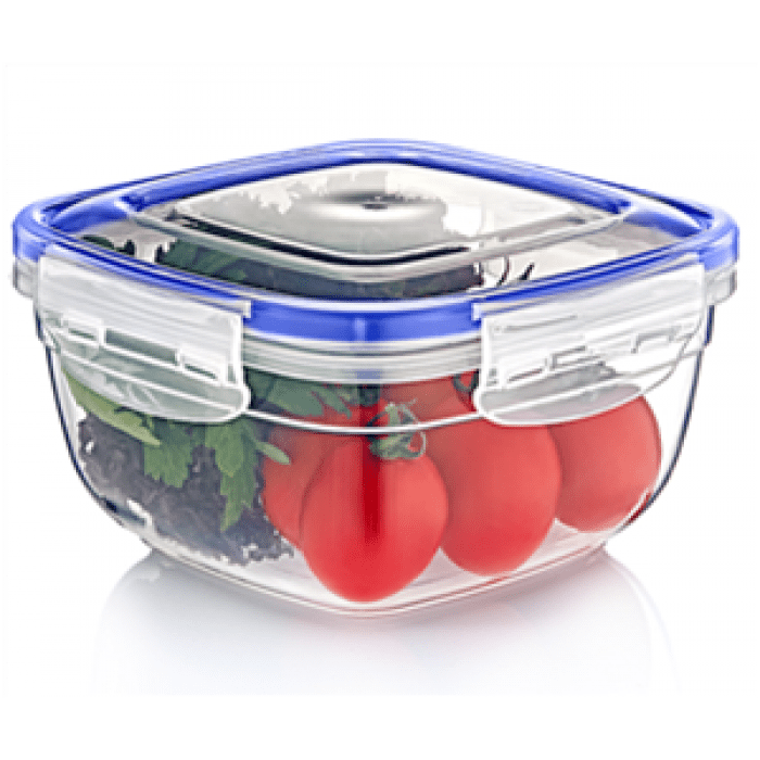 Square Clear Plastic Food Storage Container with Sealing Lid 2400ml D30105 (Parcel Rate)
