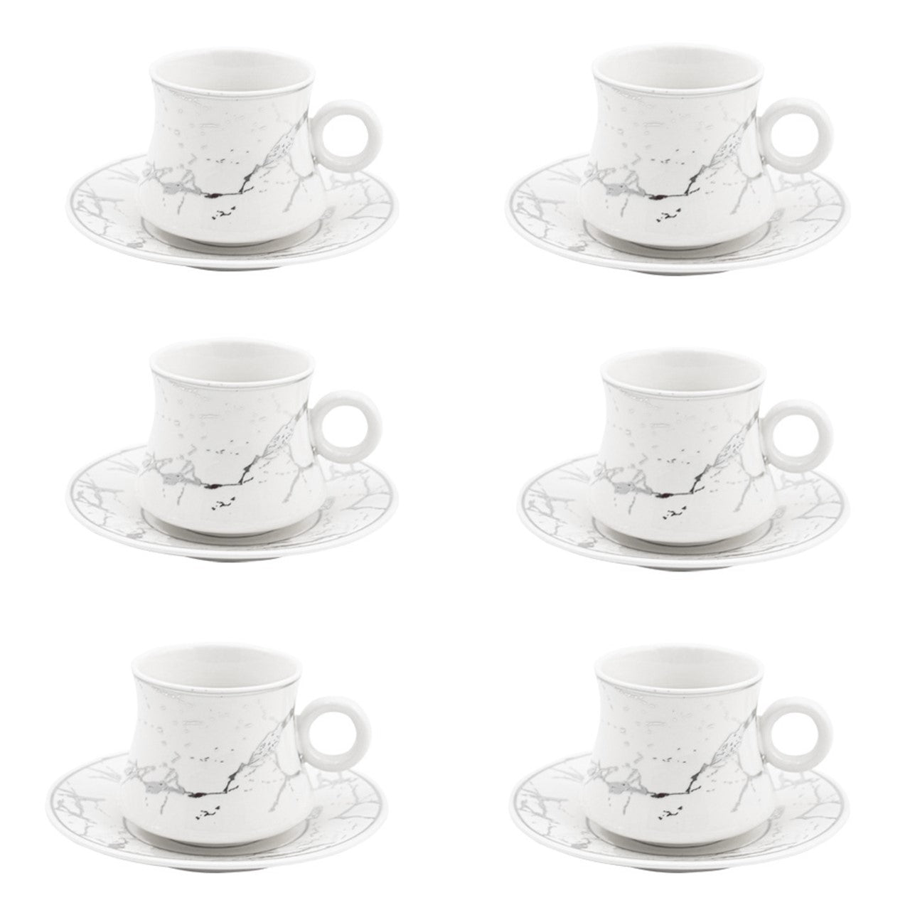 Durane Raku Tea Set 12pc White-Gold 175ml 10522 (Parcel rate)