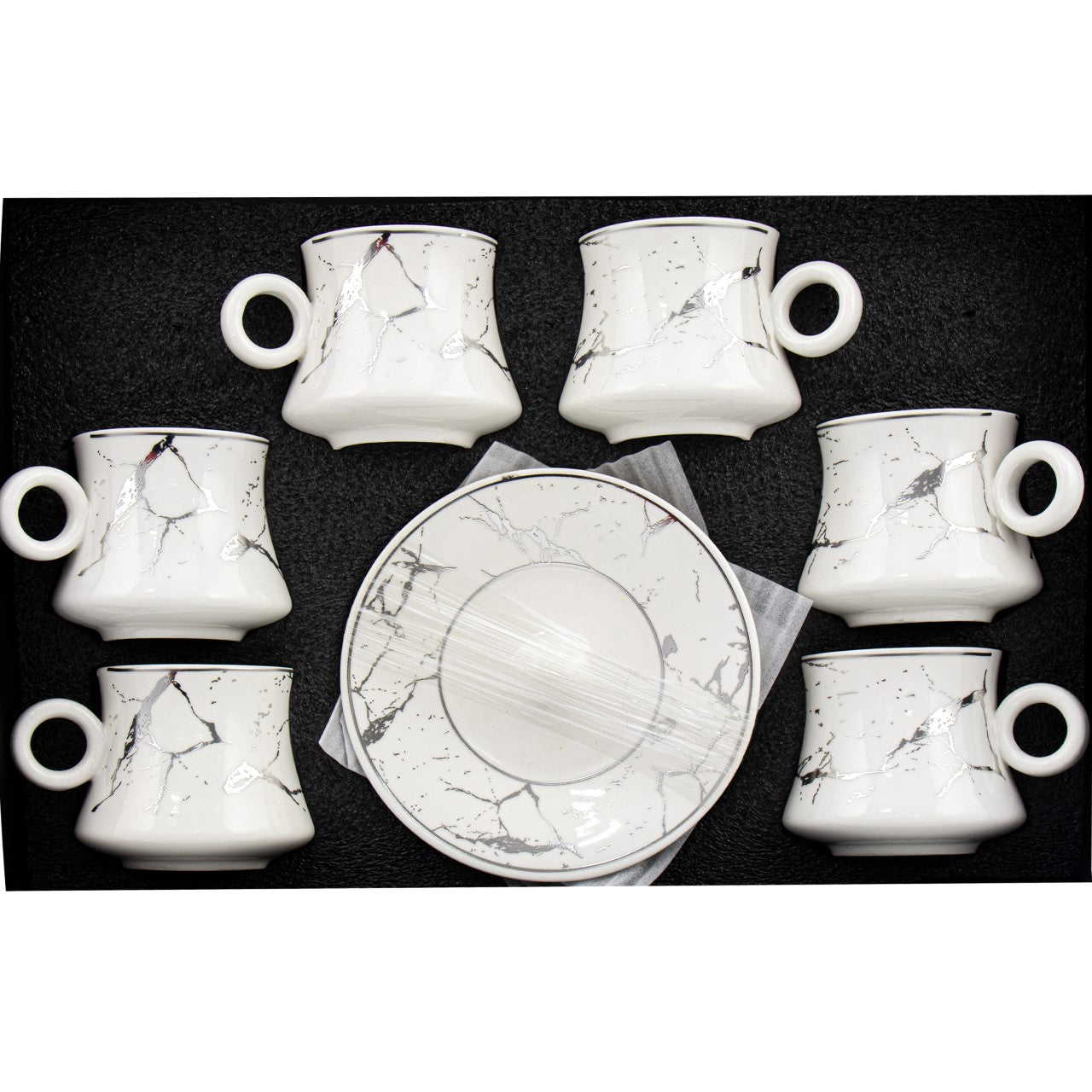 Durane Raku Tea Set 12pc White-Gold 175ml 10522 (Parcel rate)