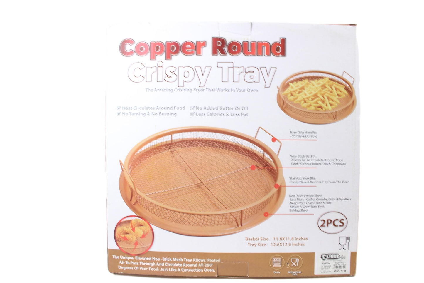 Round Copper Crispy Oven Tray Set of 2 30 x 5 cm 6621 (Parcel Rate)