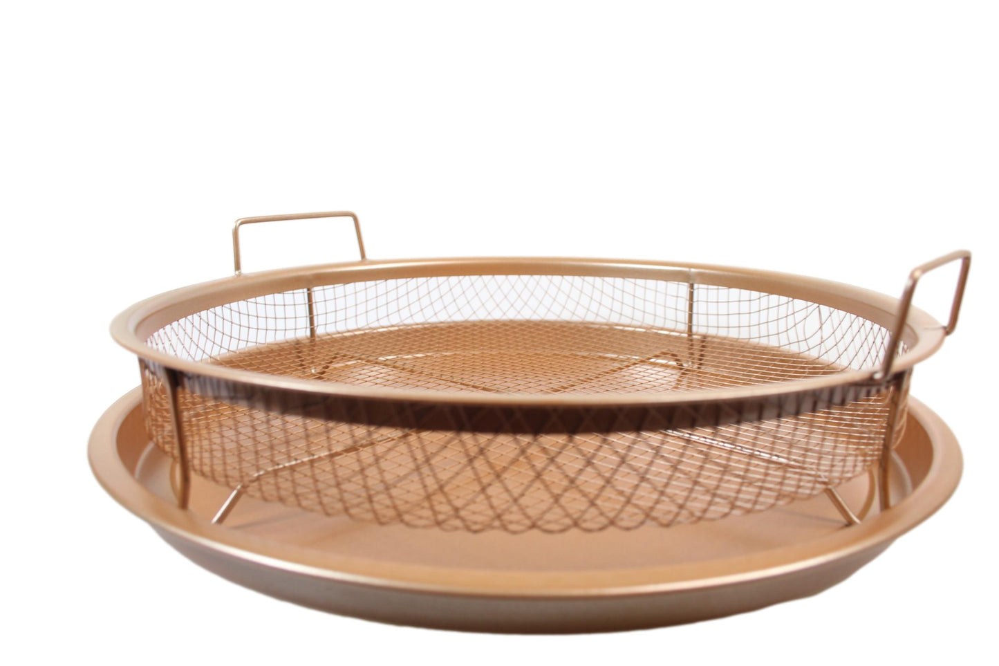 Round Copper Crispy Oven Tray Set of 2 30 x 5 cm 6621 (Parcel Rate)