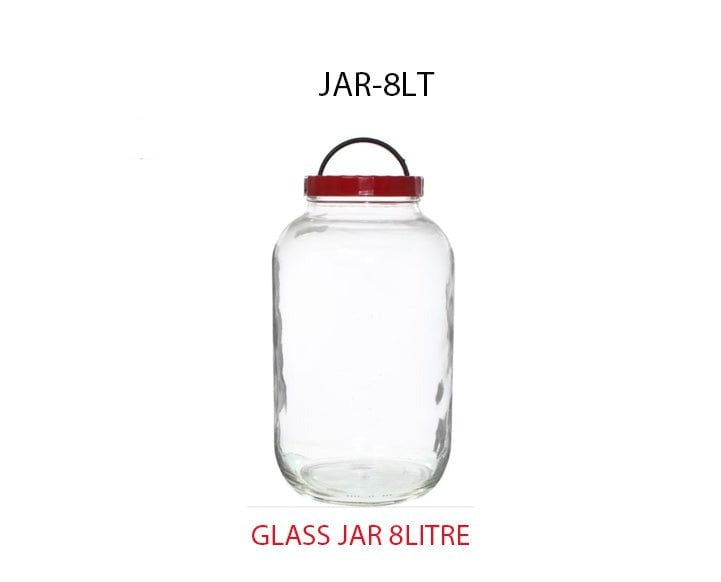 Plain Glass Food Cereal Oats Storage Jar with Plastic Lid 8 Litre (Parcel Rate)