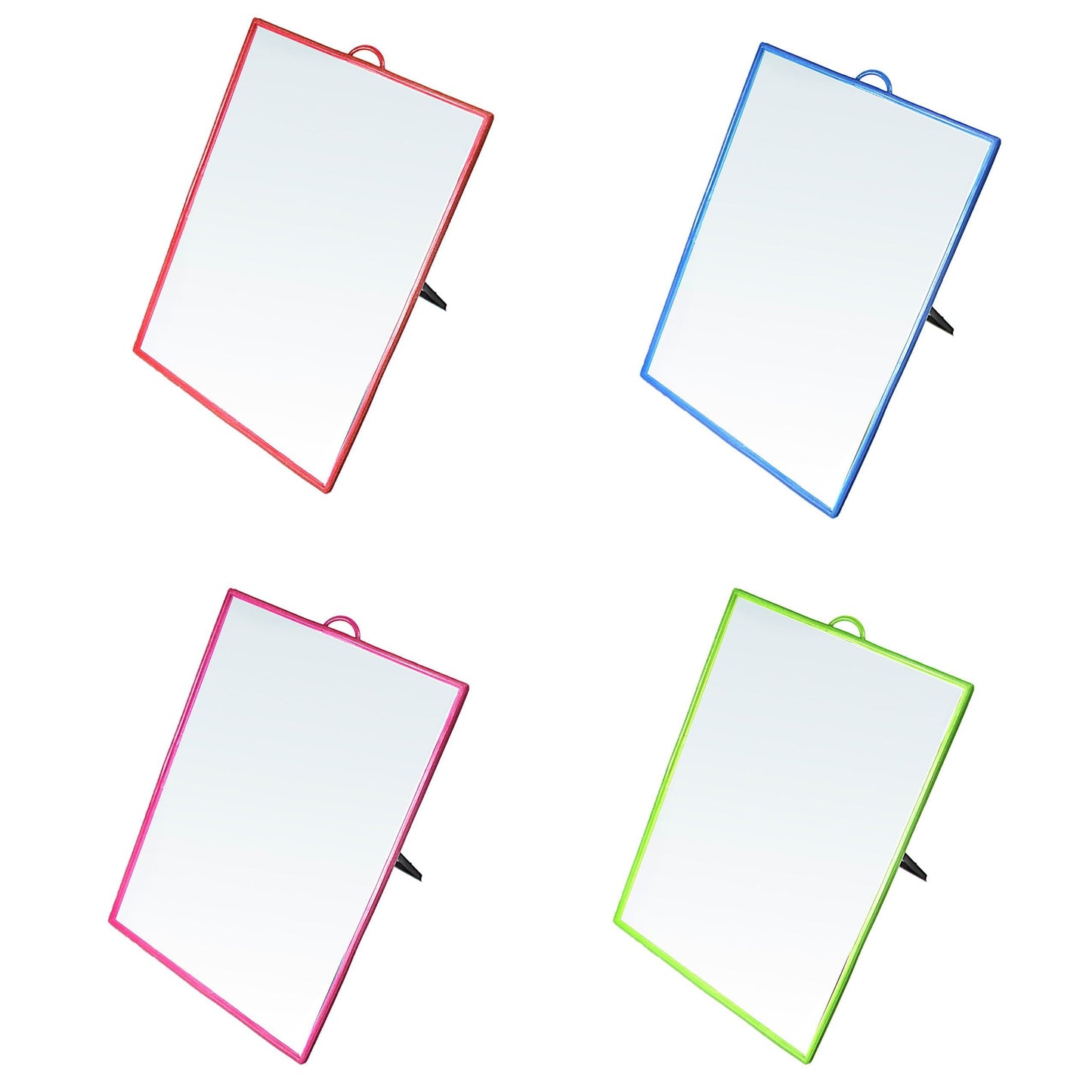 Desk Table Plastic Coloured Border Square Shaped Mirror 18cm x 24cm 0178 (Large Letter Rate)