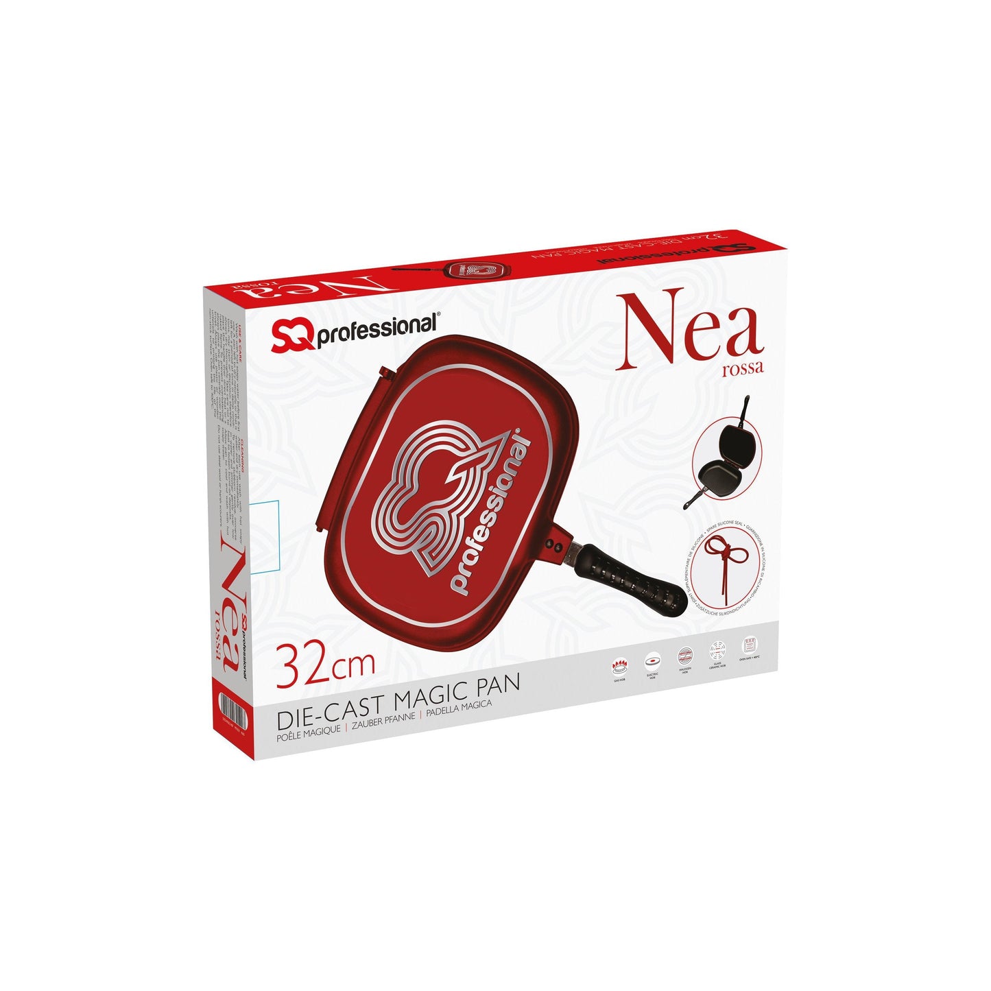 SQ Professional Nea Diecast Double Sided Magic Pan 32cm Rossa Red 4680 (Parcel Rate)