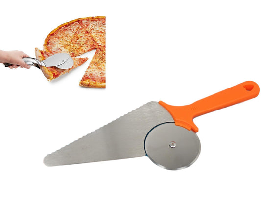 Stainless Steel 2 in 1 Pizza Cutter Slice Service With Plastic Handle 28cm 5370 (Parcel Rate)