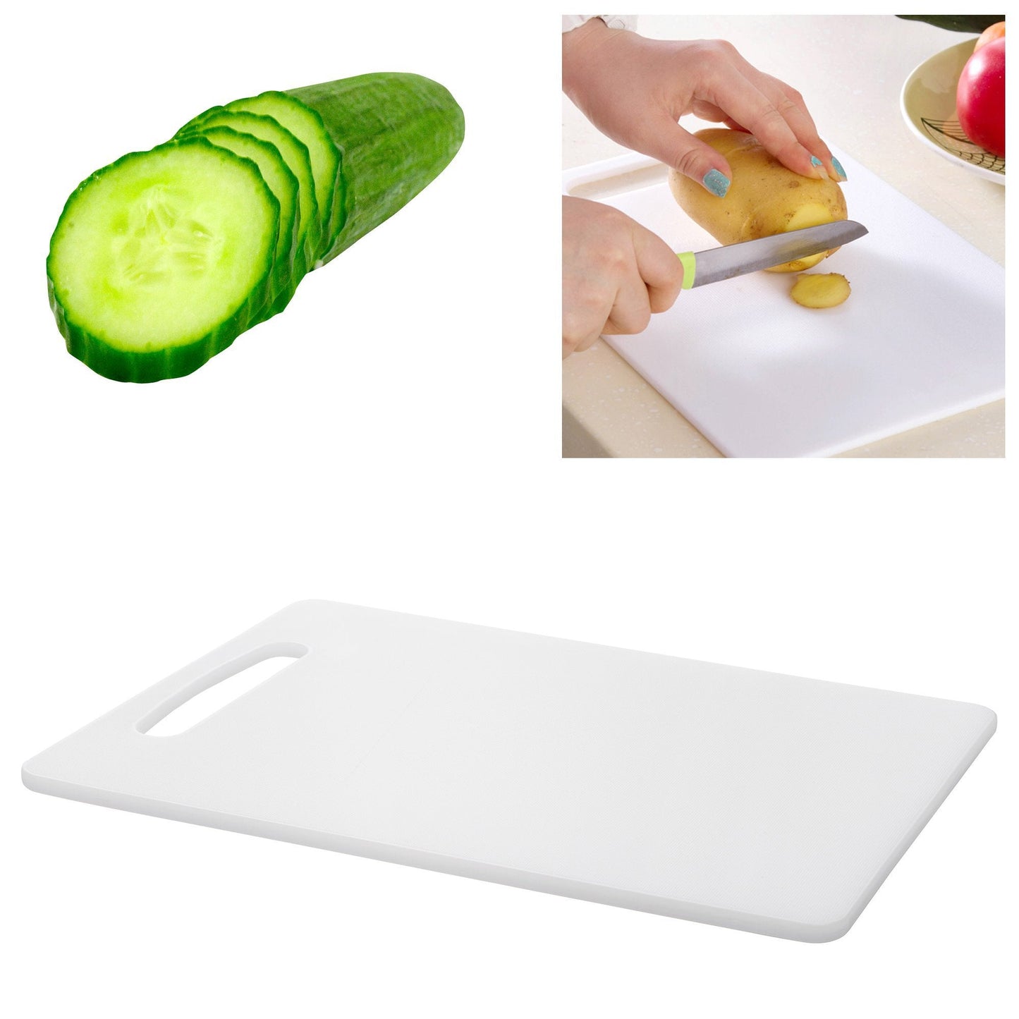 Professional Kitchen Chopping Board Plastic White Medium 23cm x 37cm 1940 (Parcel Rate)