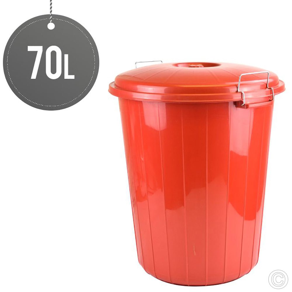 Plastic Dustbin Round Red 70L ST5118  RB70 (Big Parcel Rate)