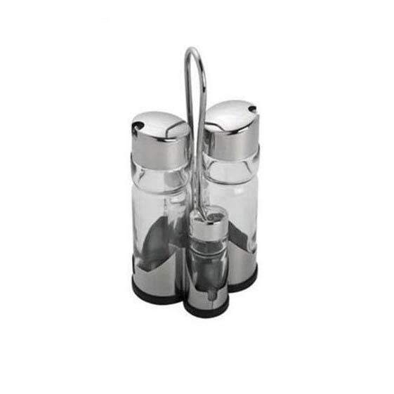 Kitchen Metal Glass Bottle Oil Vinegar Spice Shaker Rack 16 cm Set of 4 0854/7016  (Parcel Rate)