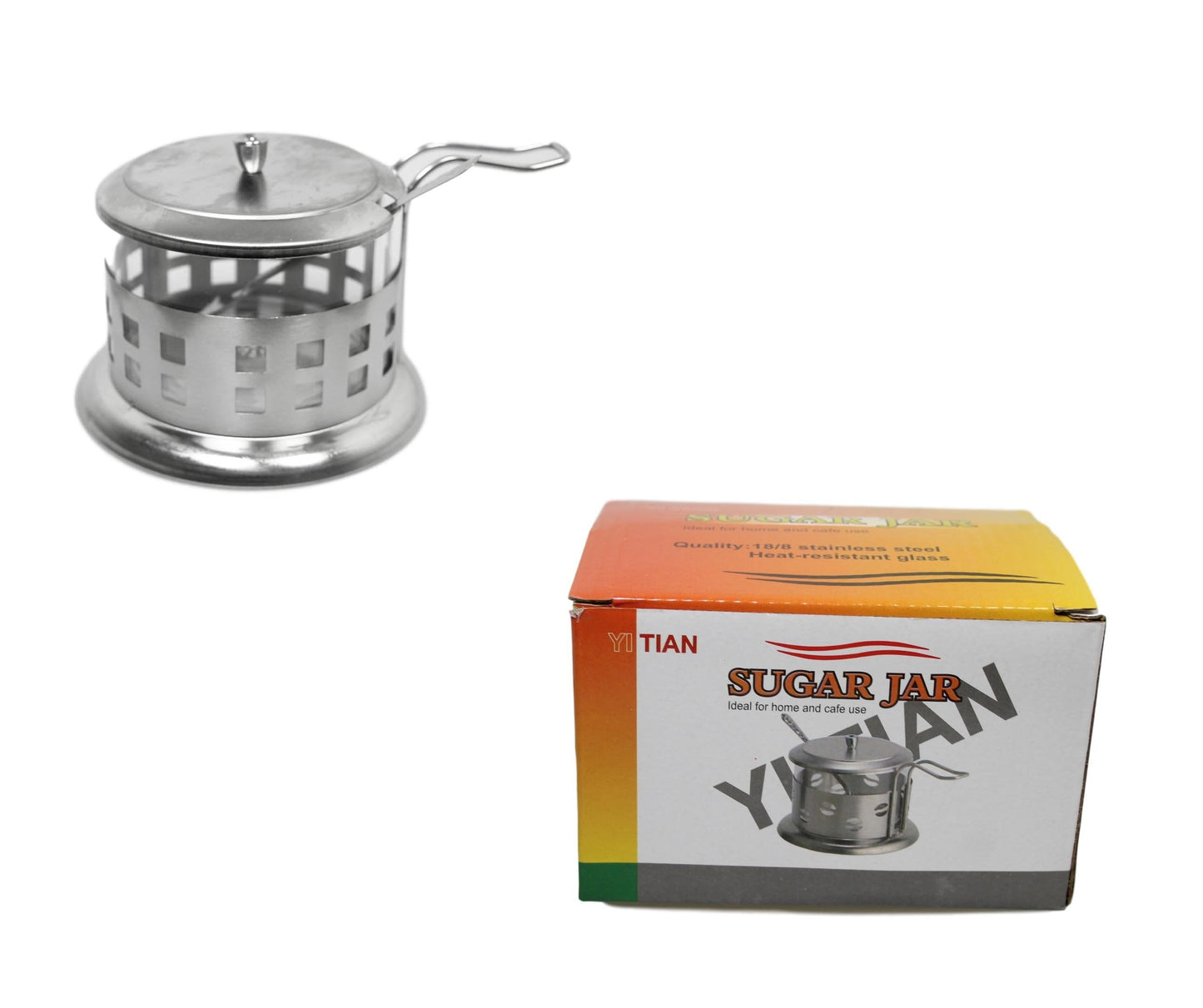 Steel Sugar Jar Home And Cafe Use  9cm x 8cm 5430 (Parcel Rate)