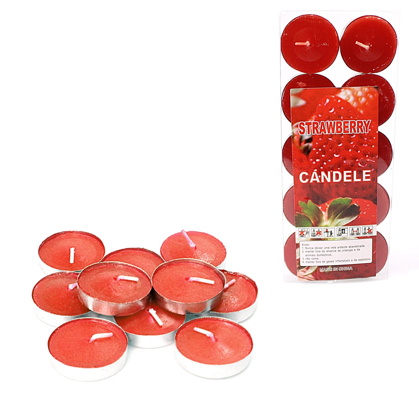 Strawberry Scented Plain Wax Tealight Candles 10 Pack 0231 (Large Letter Rate)