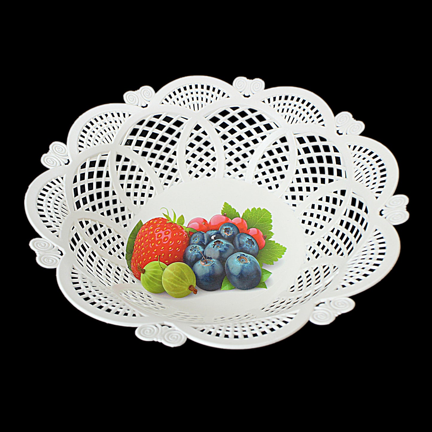 Plastic Rattan Style Serving Tray Bowl Floral Printed 3213 (Parcel Rate)