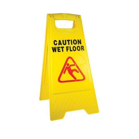 'Caution Wet Floor' Plastic Yellow Safety Sign 60 cm 5142 A (Parcel Rate)