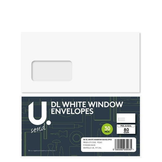 DL White Window Envelopes Pack of 30 P2260 (Large Letter Rate)
