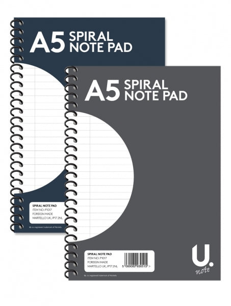 A5 Spiral Note Pad Assorted Colours P1017 (Large Letter Rate)