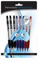 8 Pack Retractable Ballpoint Pens Mixed Colours P2376 (Large Letter Rate)