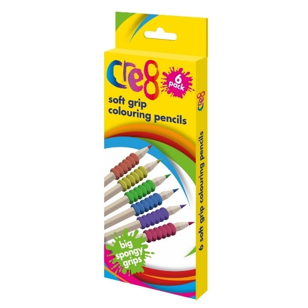 Soft Grip Colouring Pencils Pack of 6 P2686 (Large Letter Rate)