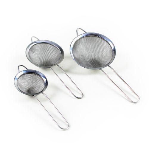 Stainless Steel Fine Mesh Strainers All Purpose Colander Sieve 10cm 8cm 7cm 3 in Pack 1049 A  (Parcel Rate)