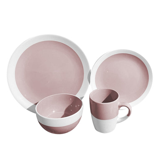 Durane Dinner Set 16pc Plates Bowls Mugs Pink 10214  A (Parcel Rate)