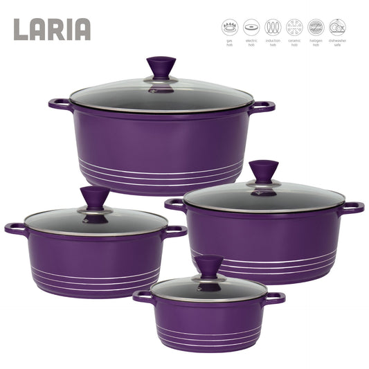 Laria Non Stick Die Cast Stockpot Pan Set 4pcs Purple 10880 (Big Parcel Rate)