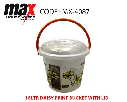 18 Litre Daisy Print Bucket With Lid Home Kitchen MX4087 (Parcel Rate)